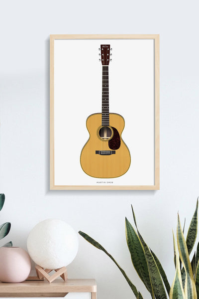Martin OM28 Herringbone Guitar Poster Art Print. Personalized Gifts, Wall Decor, Guitar Print, Guitar Art
