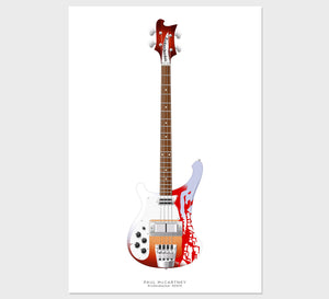 The Beatles Guitar Poster: Paul McCartney's Rickenbacker 4001S  Bass with Psychedelic Print Job, Wall Decor, Guitar Print, Guitar Art
