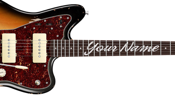 Fender Jazzmaster Relic Guitar Poster Sunburst. Personalized Gifts, Wall Decor, Guitar Print, Guitar Art