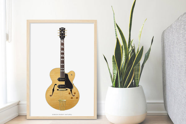 Gibson ES350T Natural Guitar Poster Art Print. Personalized Gifts,  Wall Decor, Guitar Print, Guitar Art
