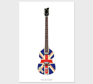 The Beatles Guitars Poster: Paul McCartney's Hofner 500-1 Violin Bass Jubilee Guitar Poster, Wall Decor, Guitar Print, Guitar Art