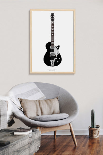 The Beatles Guitar Poster: George Harrison's Gretsch Duo Jet, Wall Decor, Guitar Print, Guitar Art