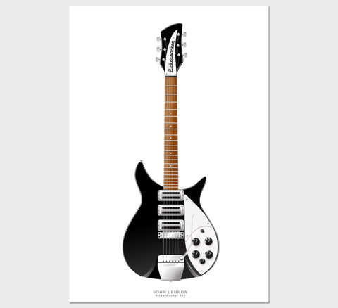 The Beatles Guitar Poster: John Lennon's Rickenbacker 325, Wall Decor, Guitar Print, Guitar Art