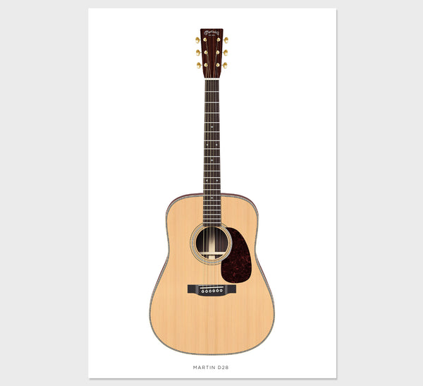 Martin D28 Herringbone Guitar Poster Art Print. Personalized Gifts, Wall Decor, Guitar Print, Guitar Art
