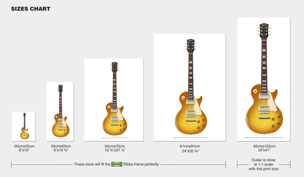 Gibson Les Paul Relic Guitar Poster Unburst. Personalized Gifts, Wall Decor, Guitar Print, Guitar Art