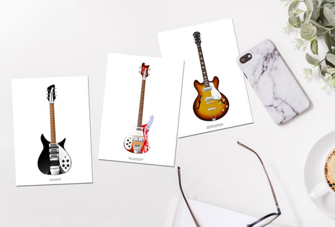 The Beatles Guitars Postcard 2 (set of 3)
