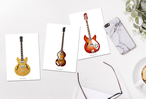 The Beatles Guitars Postcard 1 (set of 3)
