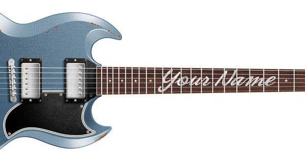 Gibson SG Relic Guitar Poster Pelham Blue. Personalized Gifts, Wall Decor, Guitar Print, Guitar Art