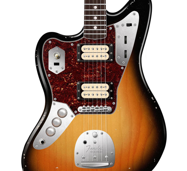 Kurt Cobain's Guitar Poster Fender Jaguar Sunburst,  Wall Decor, Guitar Print, Guitar Art