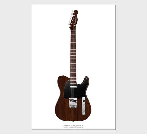 The Beatles Guitar Poster: George Harrison's Fender Rosewood Telecaster, Wall Decor, Guitar Print, Guitar Art