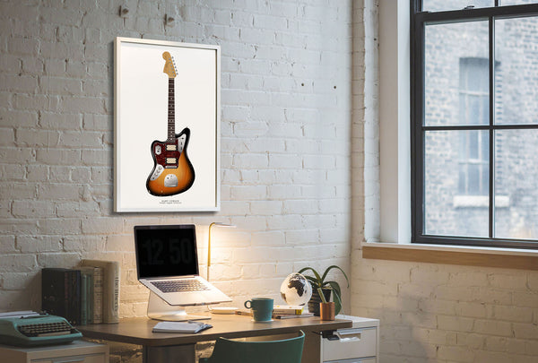 Kurt Cobain's Guitar Poster Fender Jaguar Sunburst,  Wall Decor, Guitar Print, Guitar Art