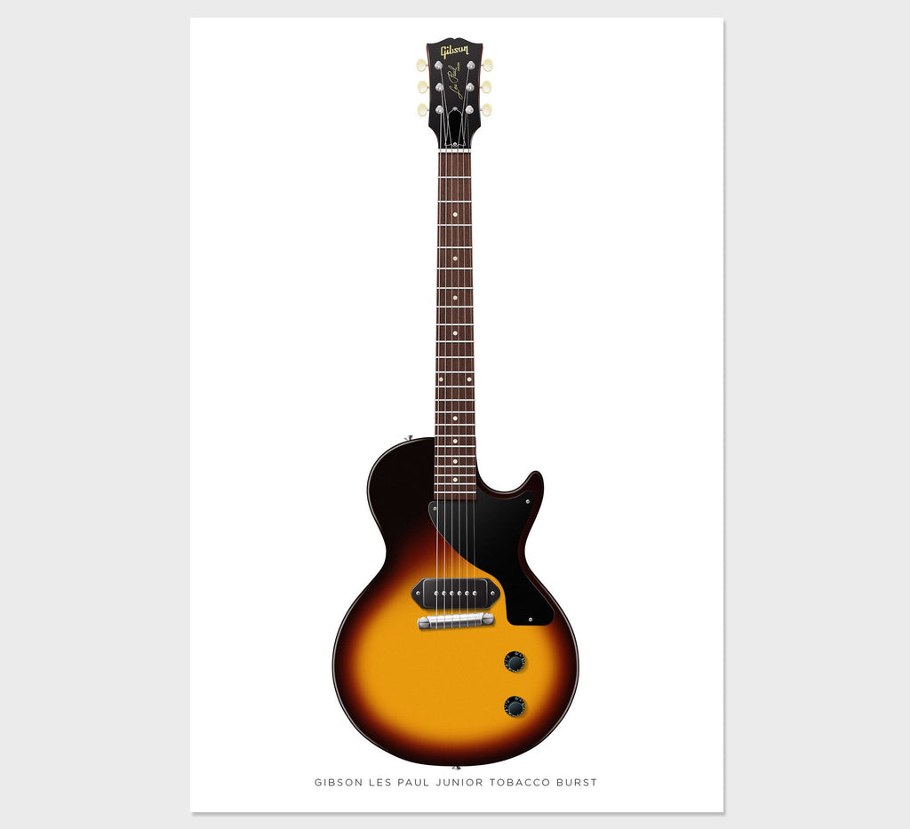 Gibson Les Paul Junior Tobacco Burst Guitar Poster. Personalized