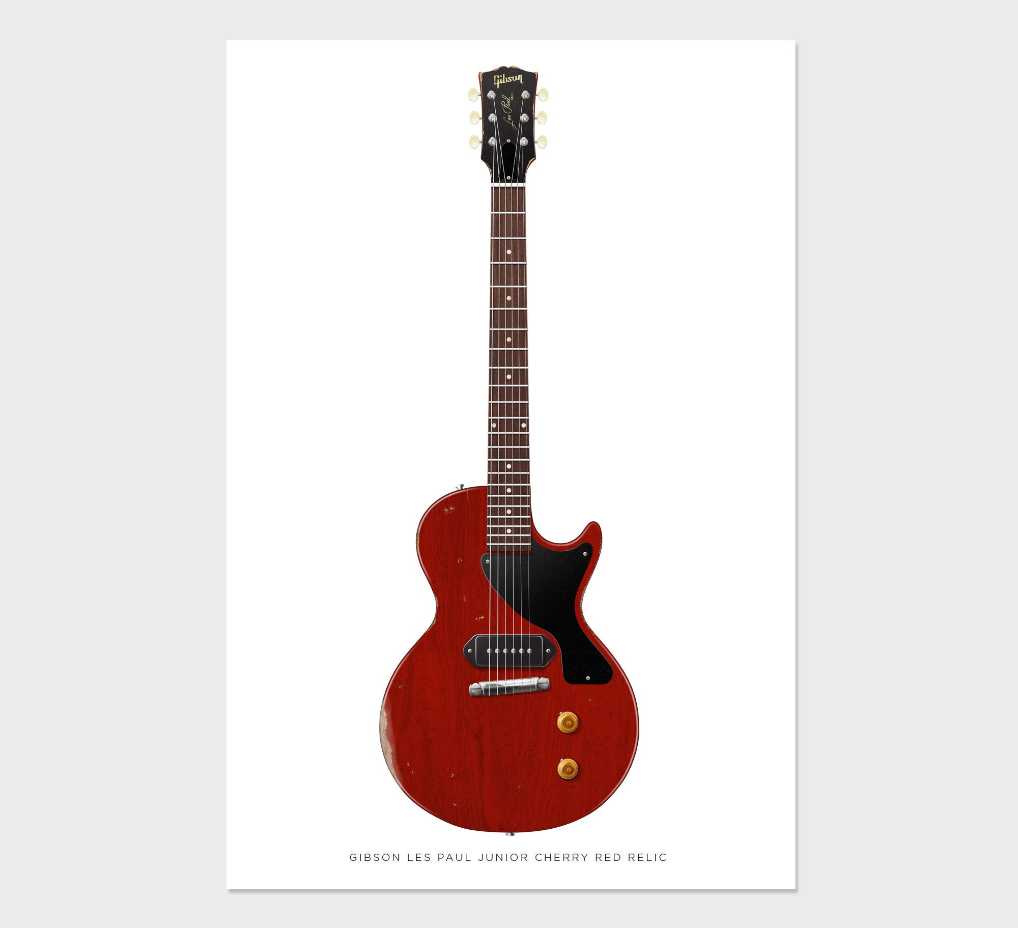 Gibson Les Paul Junior Relic Guitar Poster Cherry Red