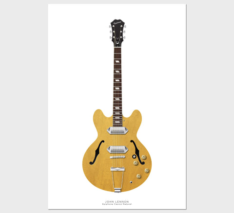 The Beatles Guitar Poster: John Lennon's Epiphone Casino Natural, Wall Decor, Guitar Print, Guitar Art