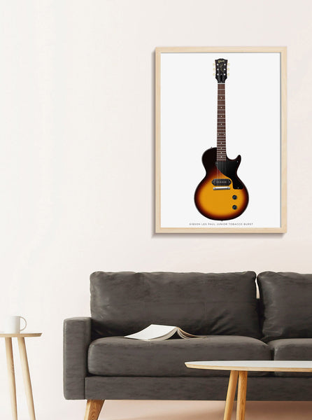 Gibson Les Paul Junior Tobacco Burst Guitar Poster. Personalized Gifts, Wall Decor, Guitar Print, Guitar Art