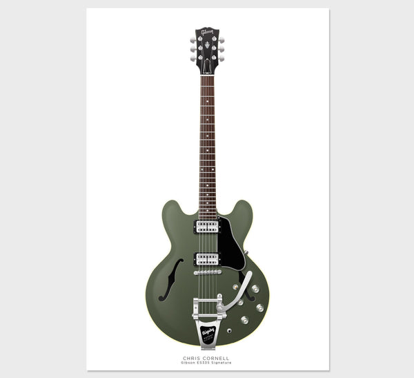 Chris Cornell's Gibson ES335 Signature Guitar Poster, Wall Decor, Guitar Print, Guitar Art