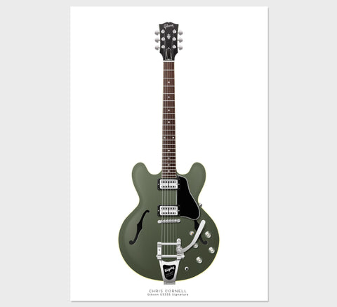 Chris Cornell's Gibson ES335 Signature Guitar Poster, Wall Decor, Guitar Print, Guitar Art