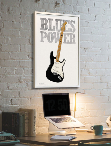 Eric Clapton's Fender Stratocaster " Blackie" Blues Power Typography Guitar Poster, Wall Decor, Guitar Print, Guitar Art