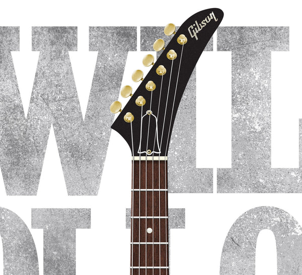 The Edge's 1976 Gibson Explorer I Will Follow Typography Guitar Poster, Wall Decor, Guitar Print, Guitar Art