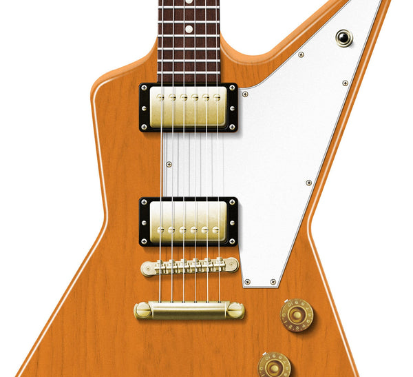The Edge's 1976 Gibson Explorer I Will Follow Typography Guitar Poster, Wall Decor, Guitar Print, Guitar Art