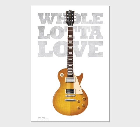 Jimmy Page's Gibson Les Paul No.1 Whole Lotta Love Typography Guitar Poster, Wall Decor, Guitar Print, Guitar Art