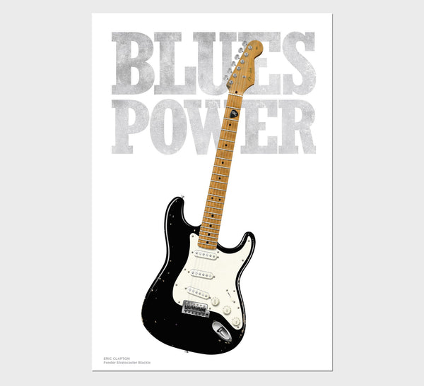 Eric Clapton's Fender Stratocaster " Blackie" Blues Power Typography Guitar Poster, Wall Decor, Guitar Print, Guitar Art