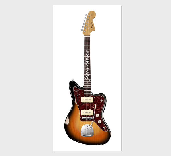 Fender Jazzmaster Relic Guitar Poster Sunburst. Personalized Gifts, Wall Decor, Guitar Print, Guitar Art