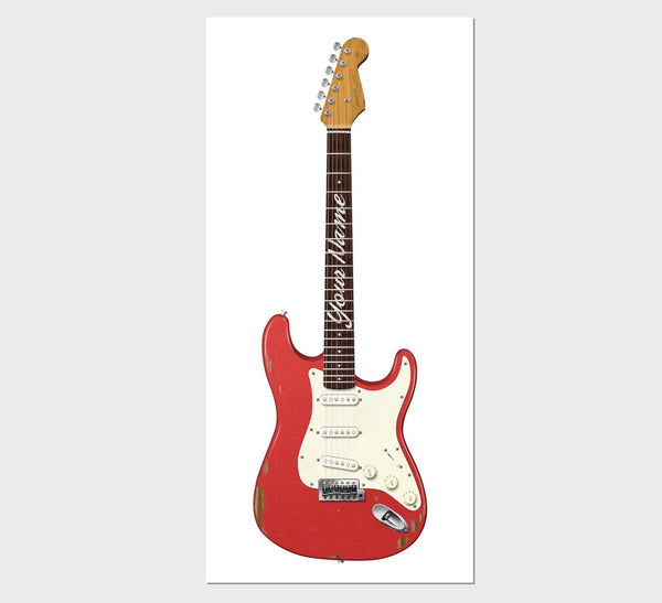 Fender Stratocaster Relic  Guitar Poster Fiesta Red Art. Personalized Gifts, Wall Decor, Guitar Print, Guitar Art
