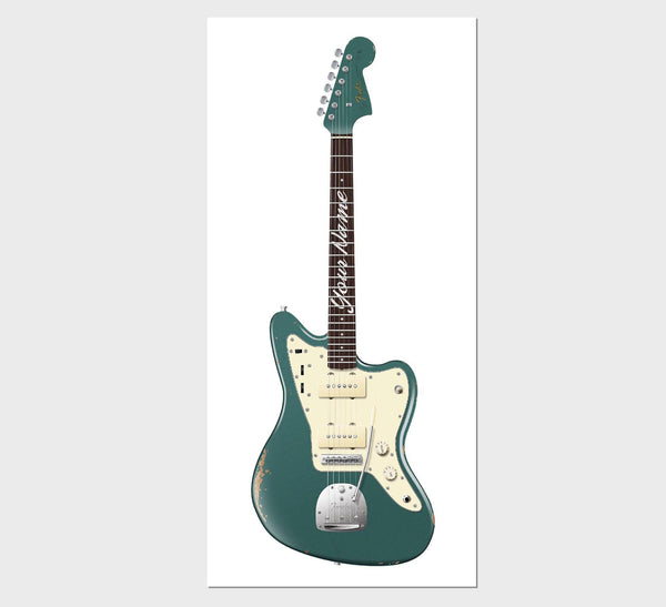 Fender Jazzmaster Guitar Poster Relic Lake Placid Blue. Personalized Gifts, Wall Decor, Guitar Print, Guitar Art