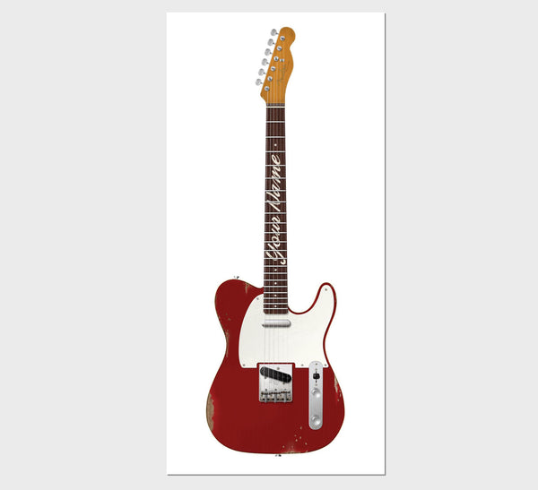 Fender Telecaster Relic Guitar Poster Dakota Red Guitar. Personalized Gifts, Wall Decor, Guitar Print, Guitar Art