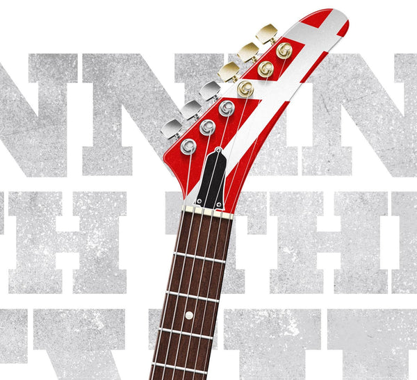 Eddie Van Halen Ibanez Destroyer - Shark - Runnin' with the Devil Typography Guitar Poster, Wall Decor, Guitar Print, Guitar Art