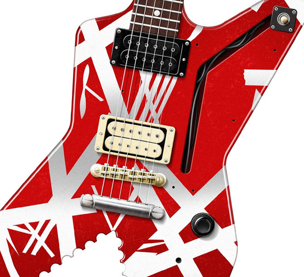 Eddie Van Halen Ibanez Destroyer - Shark - Runnin' with the Devil Typography Guitar Poster, Wall Decor, Guitar Print, Guitar Art