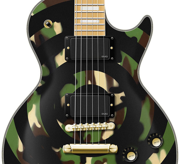 Zakk Wylde's Gibson Les Paul Custom Camo Bullseye Guitar Poster Art Print