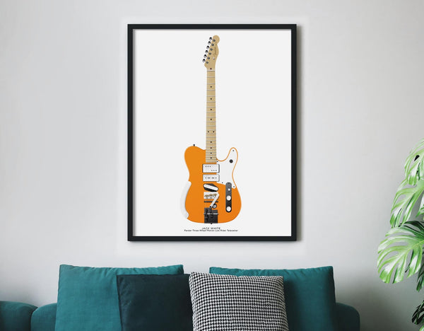 Jack White's Fender Three-Wheel-Motion Low Rider Telecaster Guitar Poster, Wall Decor, Guitar Print, Guitar Art
