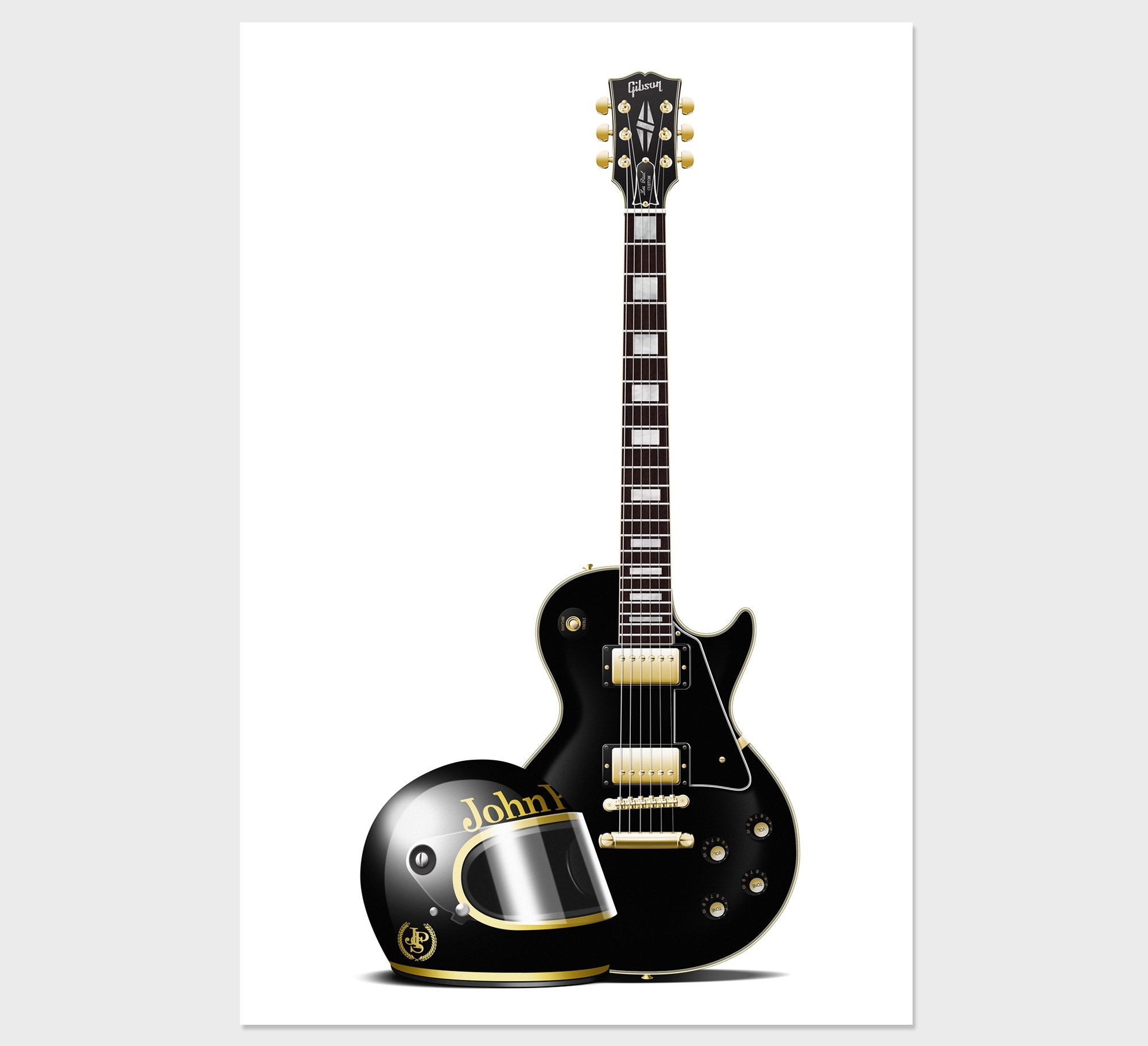 Gibson Les Paul Custom John Player Special Guitar Poster, Wall Decor, Guitar Print, Guitar Art