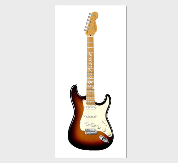Fender Stratocaster Guitar Poster Sunburst. Personalized Gifts, Wall Decor, Guitar Print, Guitar Art