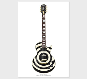 Zakk Wylde's Gibson Les Paul Custom Bullseye Guitar Poster, Wall Decor, Guitar Print, Guitar Art