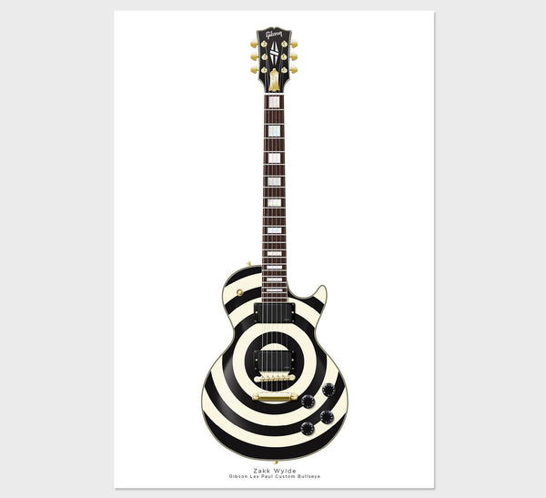 Zakk Wylde's Gibson Les Paul Custom Bullseye Guitar Poster, Wall Decor, Guitar Print, Guitar Art