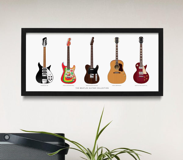The Beatles Guitar Collection Poster, Wall Decor, Guitar Print, Guitar Art