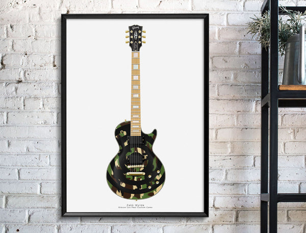 Zakk Wylde's Gibson Les Paul Custom Camo Bullseye Guitar Poster Art Print