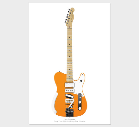 Jack White's Fender Three-Wheel-Motion Low Rider Telecaster Guitar Poster, Wall Decor, Guitar Print, Guitar Art