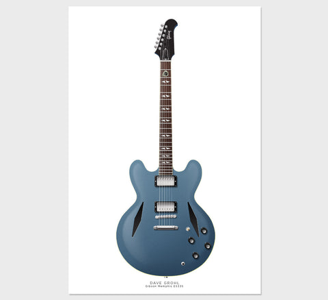 Dave Grohl's Gibson Memphis ES335 Guitar Poster, Guitar Print, Wall Decor, Guitar Art