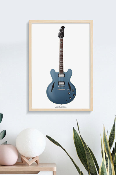Dave Grohl's Gibson Memphis ES335 Guitar Poster, Guitar Print, Wall Decor, Guitar Art