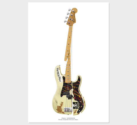 Paul Simonon's Smashed Fender Precision Bass Guitar Poster Art Print, Wall Decor, Guitar Print, Guitar Art