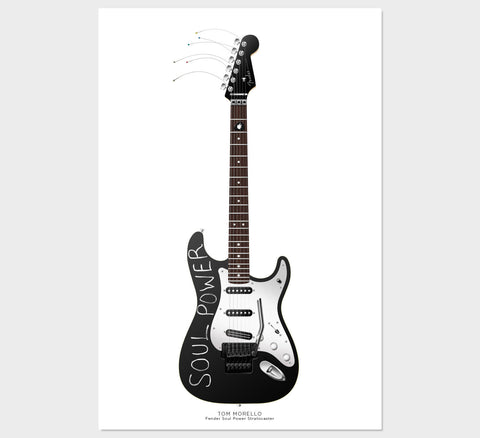 Tom Morello's Fender Soul Power Stratocaster Guitar Poster, Wall Decor, Guitar Print, Guitar Art