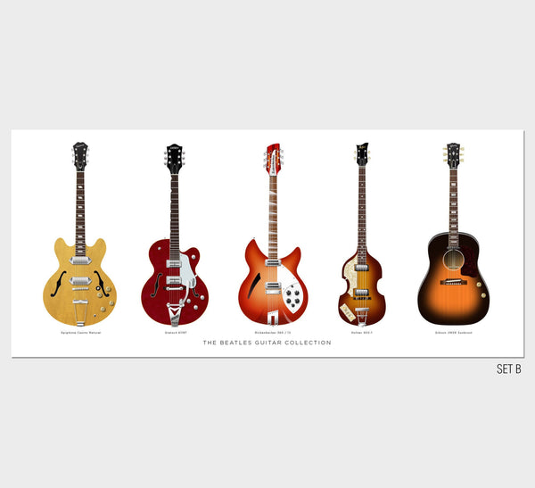 The Beatles Guitar Collection Poster, Wall Decor, Guitar Print, Guitar Art
