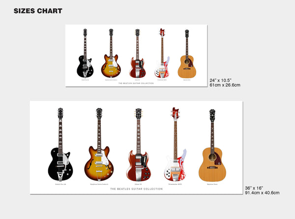 The Beatles Guitar Collection Poster, Wall Decor, Guitar Print, Guitar Art