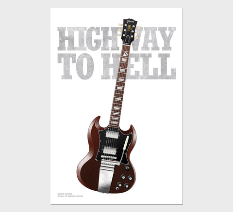 Angus Young's Gibson SG Signature Highway to Hell Guitar Poster, Wall Decor, Guitar Print, Guitar Art