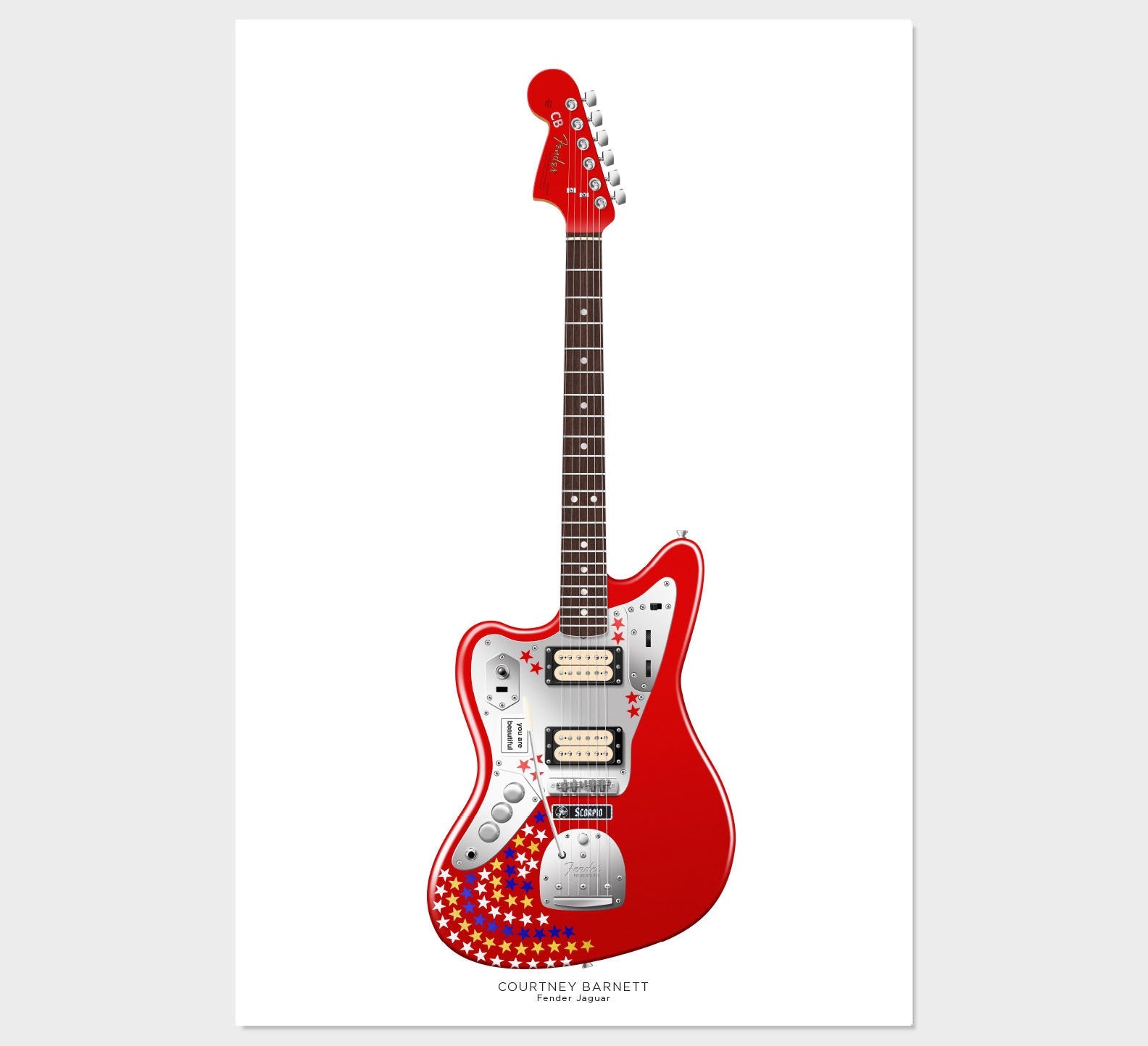 Courtney Barnett's Fender Jaguar Guitar Poster, Wall Decor, Guitar Print, Guitar Art