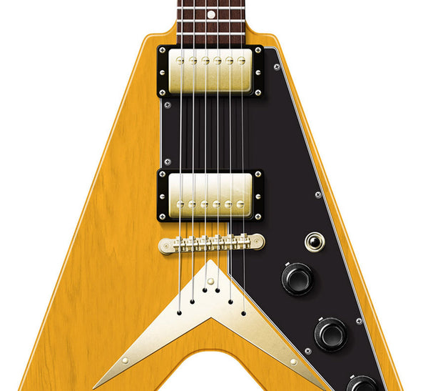 Gibson Flying V Antique Natural Guitar Poster Art Print. Personalized Gifts, Wall Decor, Guitar Print, Guitar Art